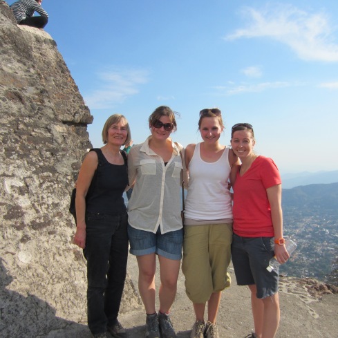 Our volunteer group on Tepotzlan: Bernadette, Charlotte, Annika, and me